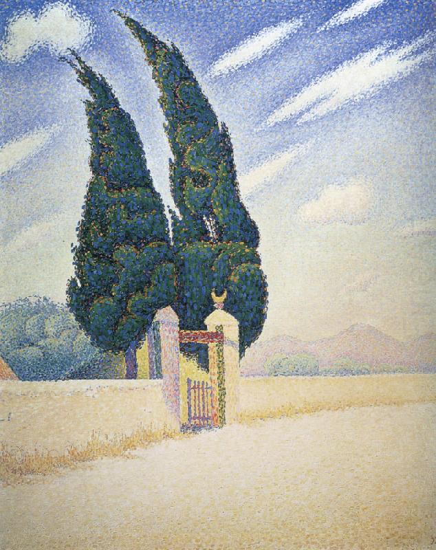 Paul Signac two cypresses mistral china oil painting image